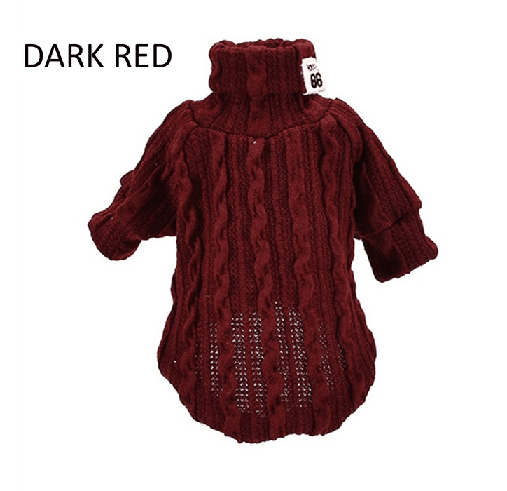 Winter Warm Knitted Turtleneck Sweater for Small Dogs or Cats by Furr Baby Gifts Furr Baby Gifts Dark Red XS (0-2.2 lbs) 