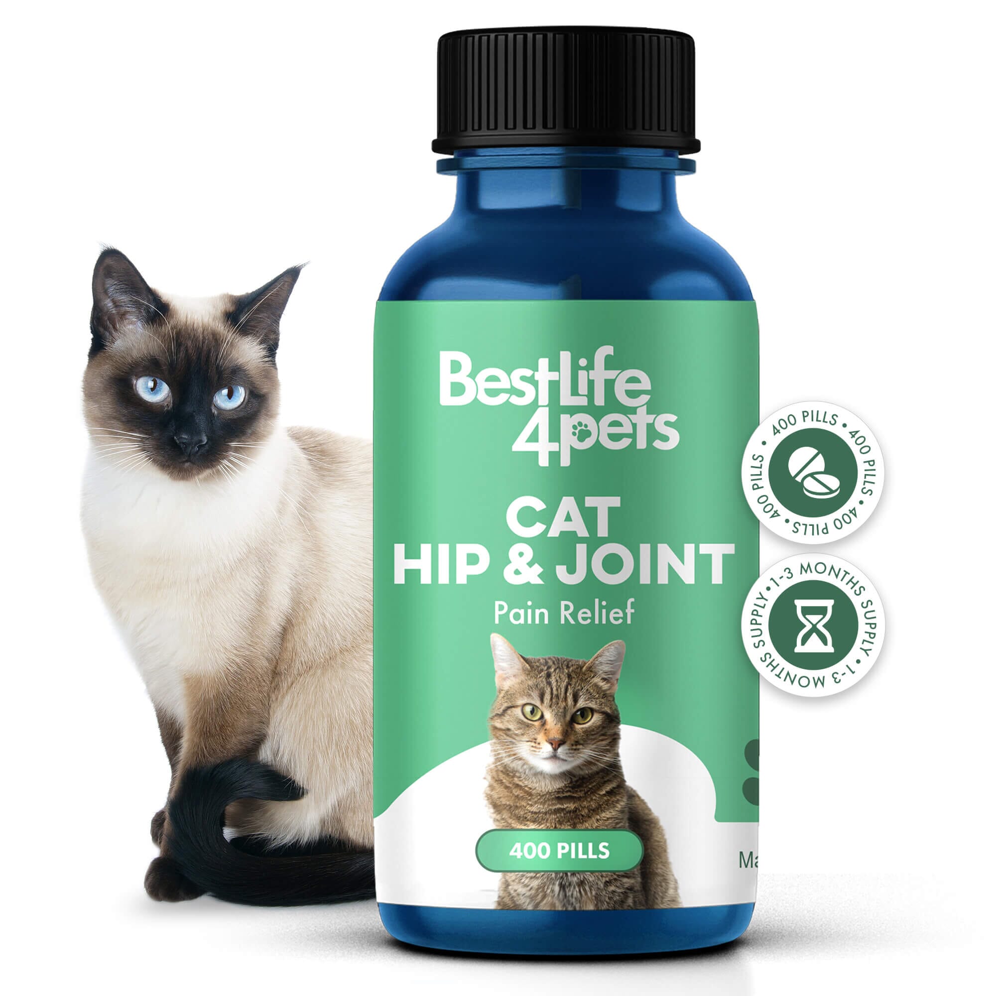 Cat Hip and Joint Pain Relief - Effective Anti-inflammatory and Arthritis Pain Medicine BestLife4Pets 