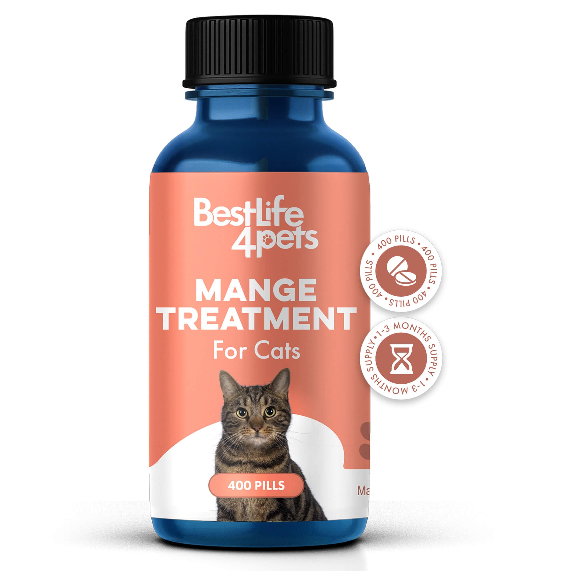 Mange Treatment for Cats - Treats Feline Sarcoptic & Demodectic Mange, Scabies & Ear Mites BestLife4Pets 