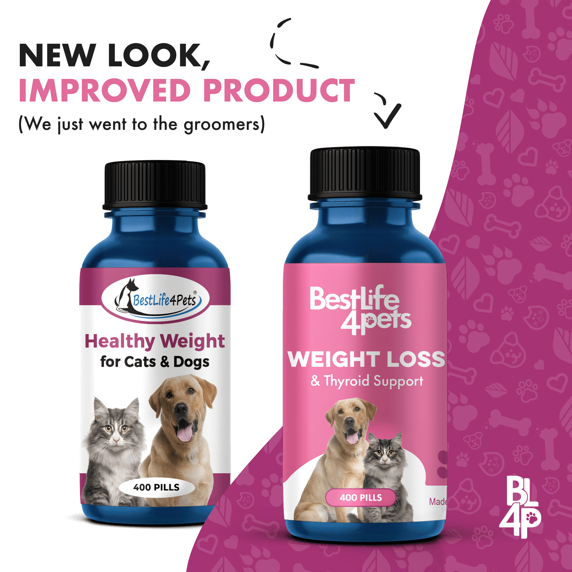 Safe Natural Weight Loss Supplement for Dogs & Cats - Helps Control Appetite for Overweight Pets BestLife4Pets 