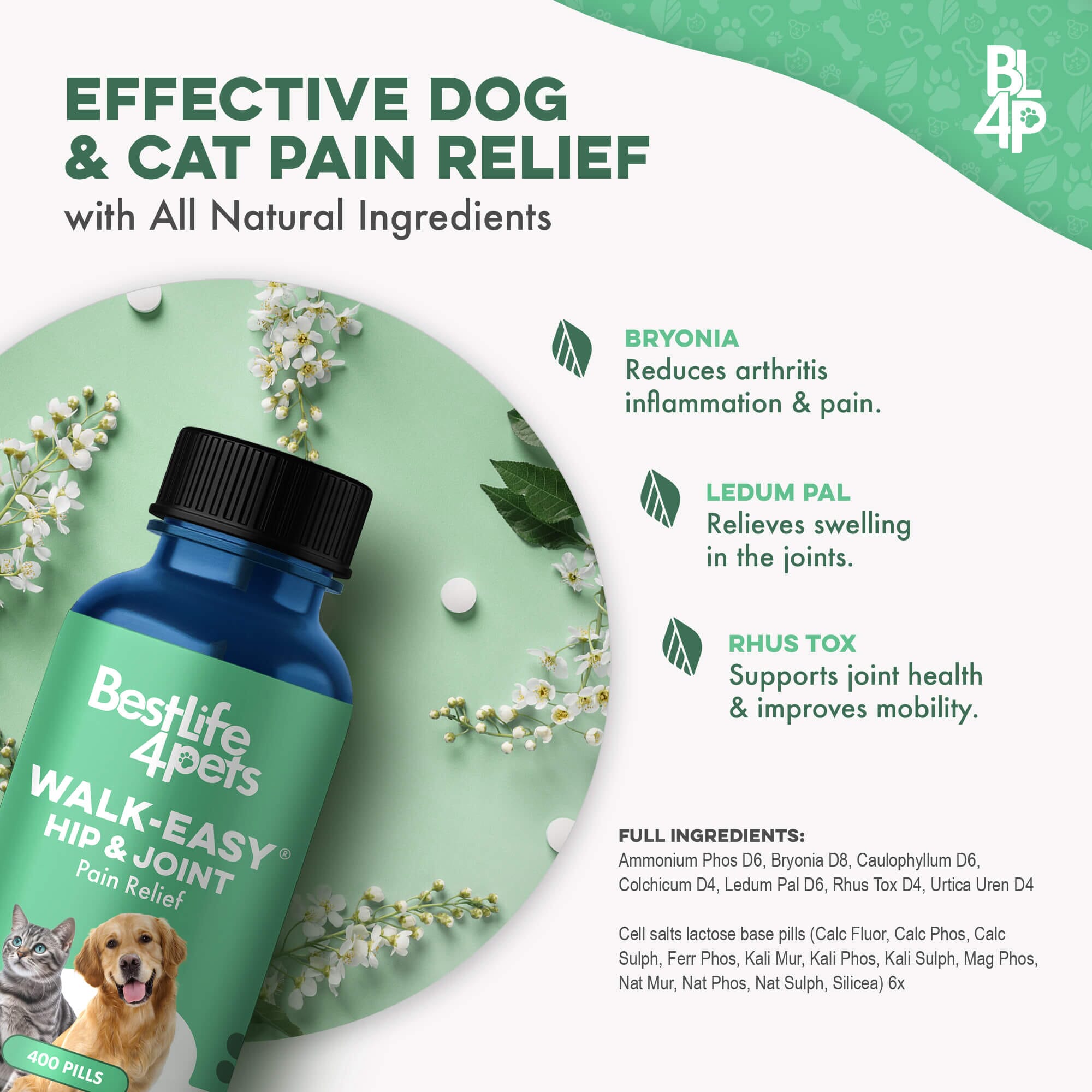 WALK-EASY® Joint and Hip Pain Relief for Dogs and Cats - Helps Arthritis, Torn Ligament and Other Joint Conditions BestLife4Pets 