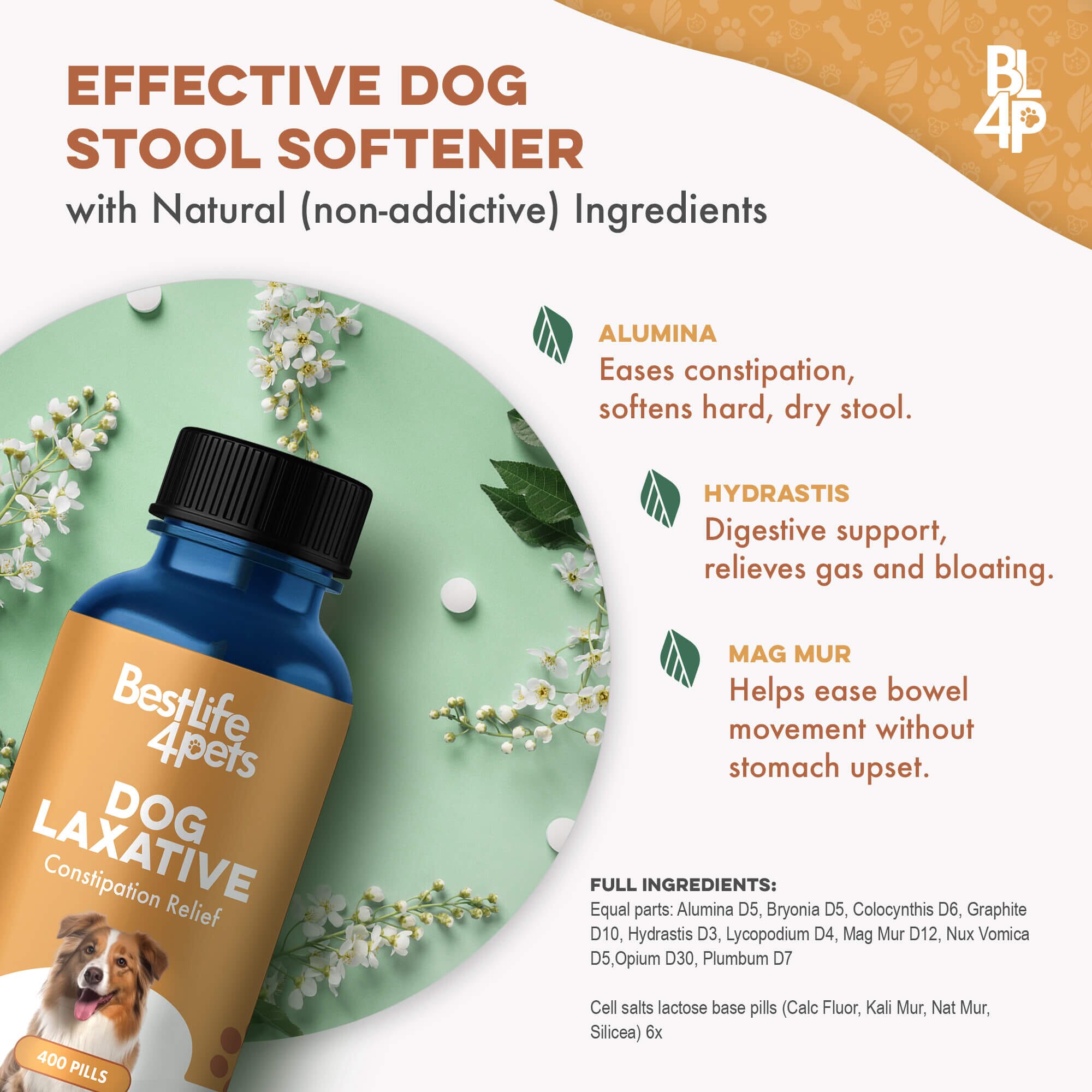 Natural Dog Laxative & Constipation Treatment BestLife4Pets 