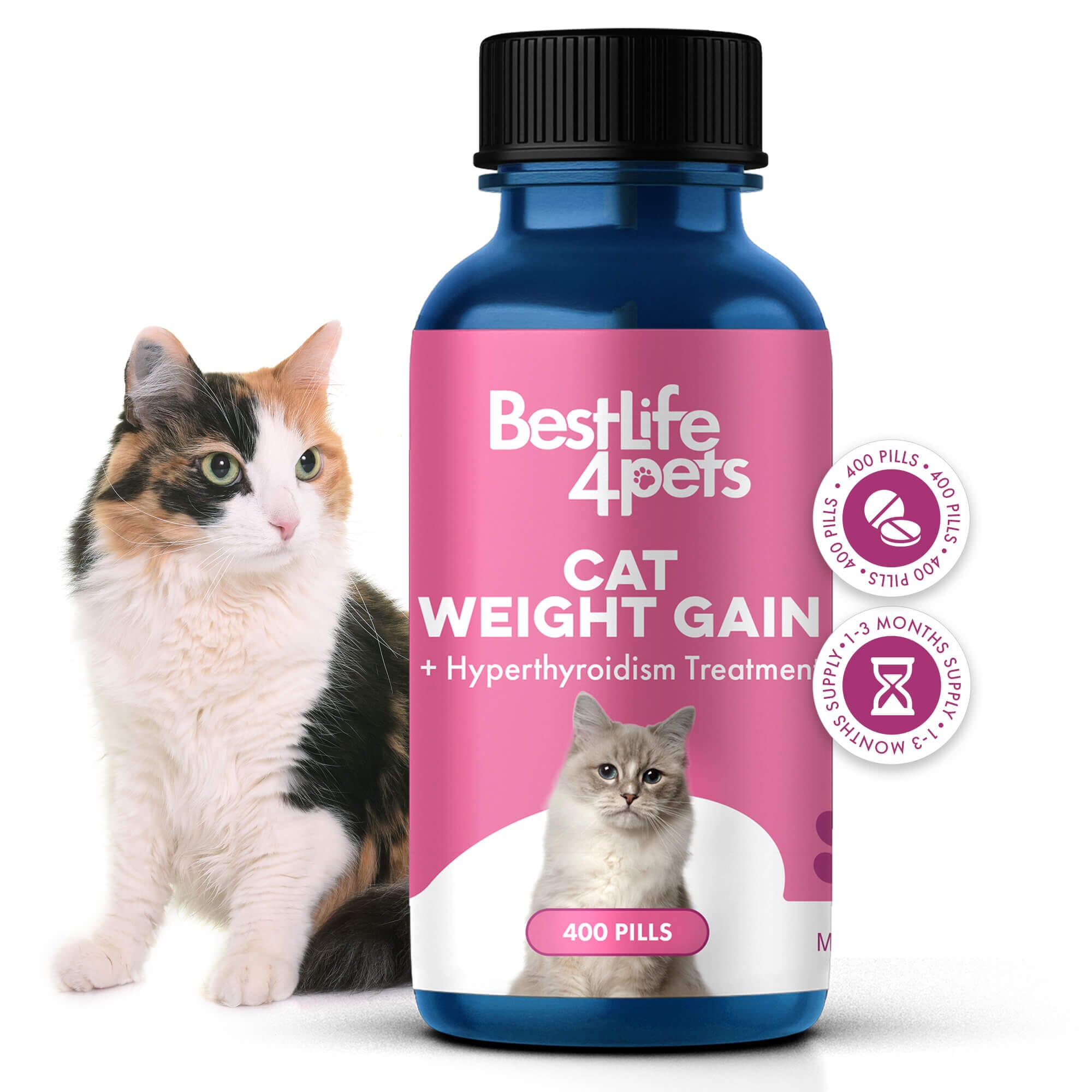 Hyperthyroidism Supplement for Cats - Treats Cat Hyperthyroid, Patchy Hair Loss, and Helps Cat Weight Gain BestLife4Pets 