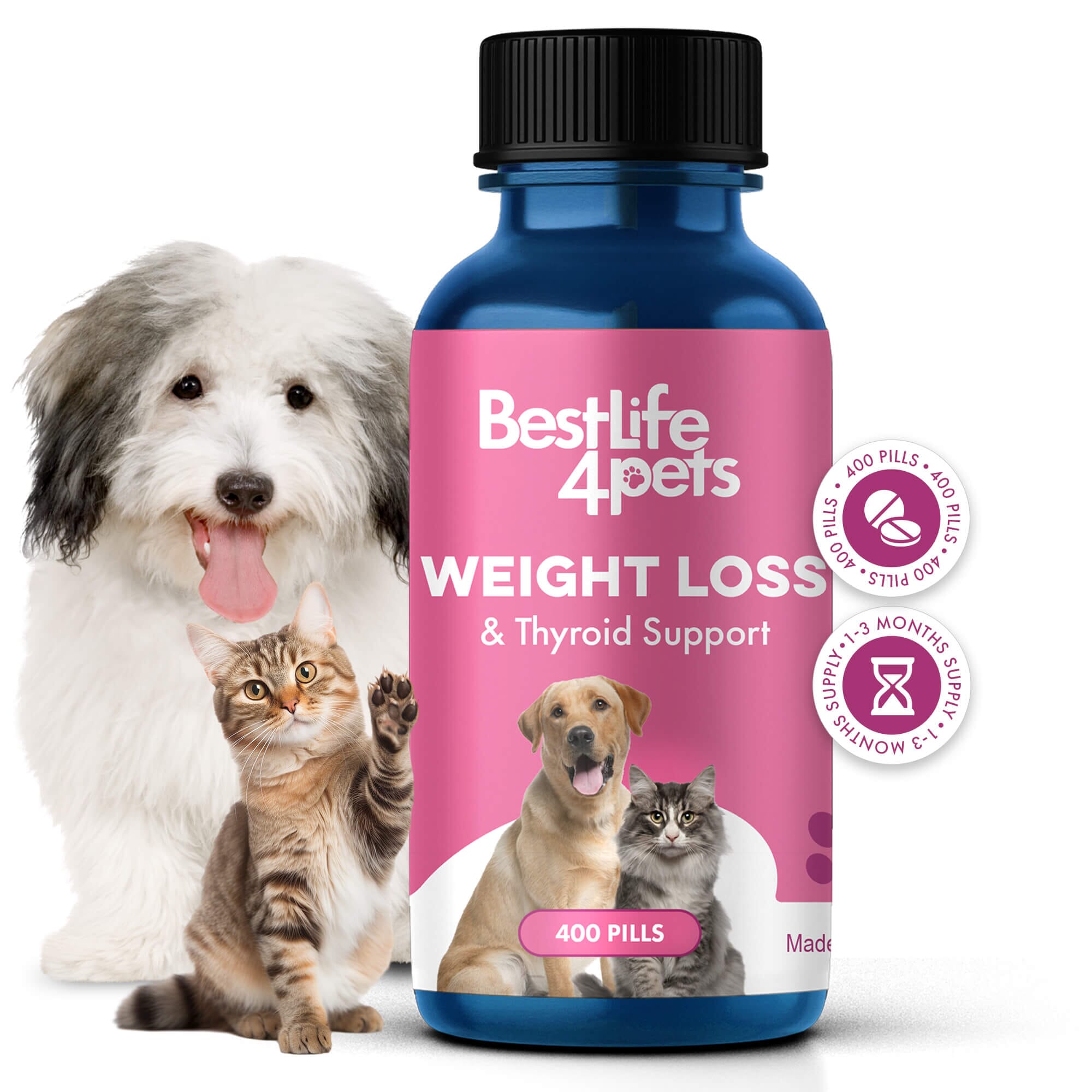 Natural Weight Loss & Thyroid Support Supplement for Dogs & Cats BestLife4Pets 